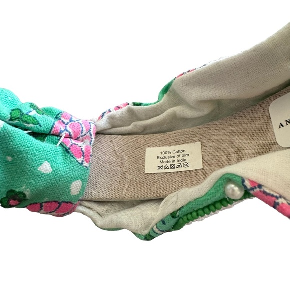 Anthropologie Llani Isobel Embroidered Beaded Green Headband NWT - Picture 9 of 11